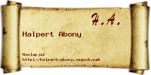 Halpert Abony névjegykártya